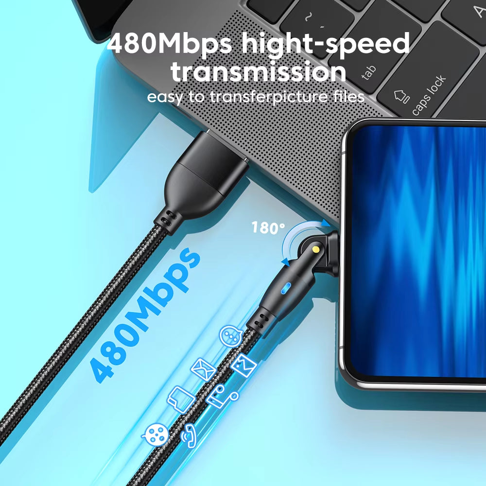 Fast Charging USB Type C Cable - Compatible with Realme, Huawei P30, Samsung, Oneplus, Poco F3, and iPhone - 3A Data Transfer Cord