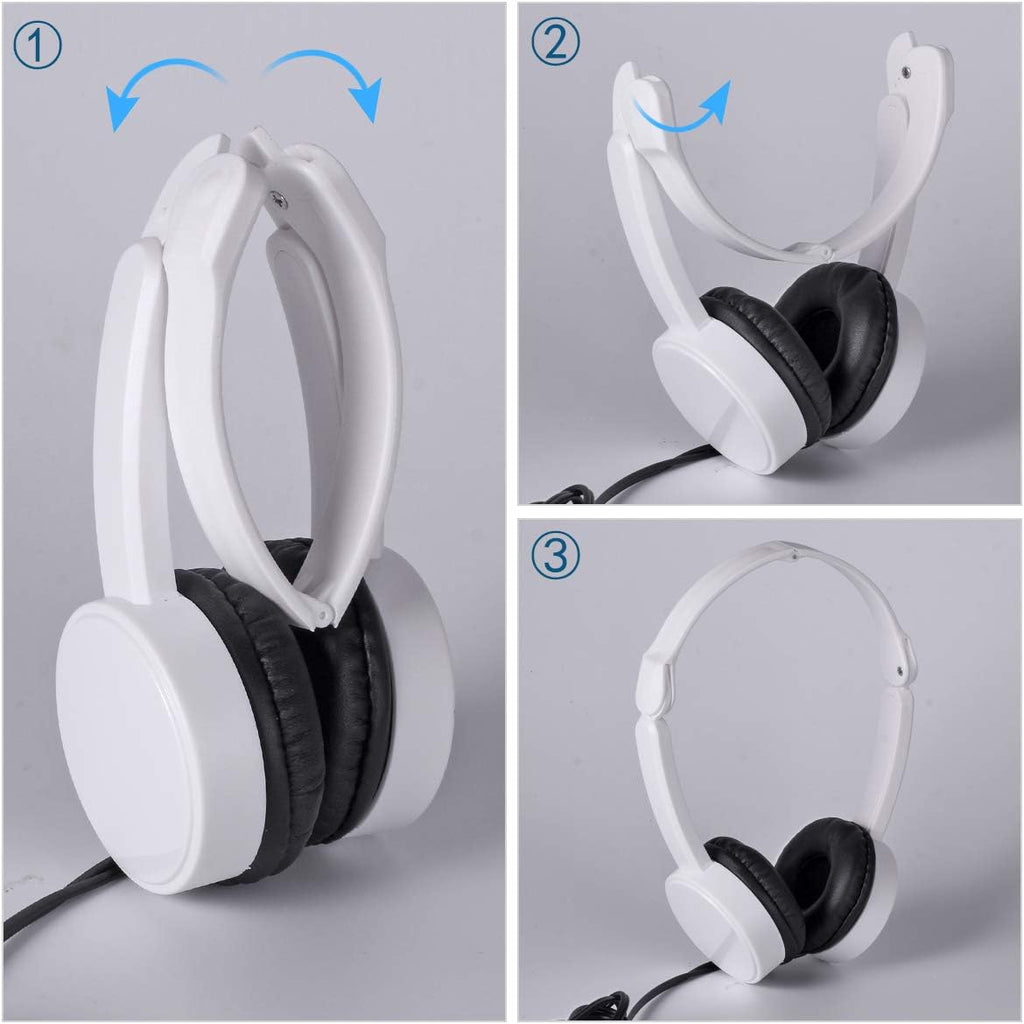 Wholesale Bulk Headphones Earbuds Classroom 5 Pack Headphones in Bulk SP-T05 White Multi Pack for Kids for School Back to School Adjustable Headsets for Students Children