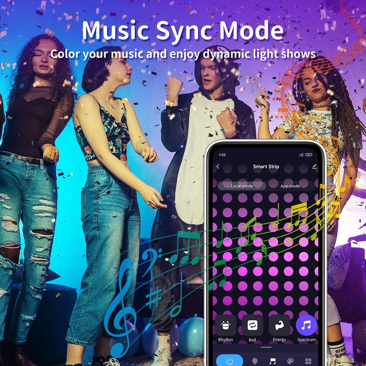 Smart RGB+IC 16.4Ft Led Strip Lights for Bedroom,Dream Color Led Lights 16 Million Colors with Voice,5050 Led Strips with Remote Wifi Strips Light for Bedroom,Room Patry Decor Christmas Gifts