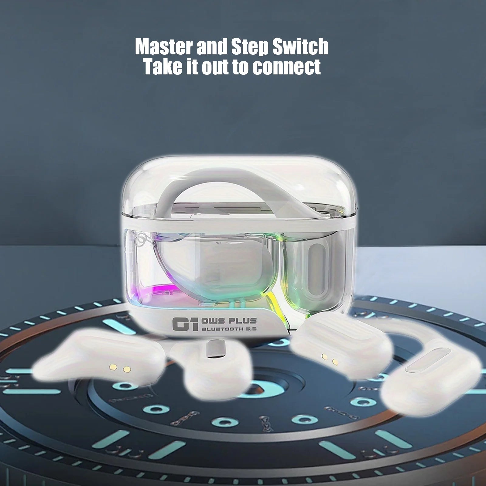 True Wireless Bone Conduction Earphones, OWS Open Ear Headphones with Earhooks, Bluetooth 5.3, up to 24H Playtime with Case, IP5, for Cycling Yoga Workouts