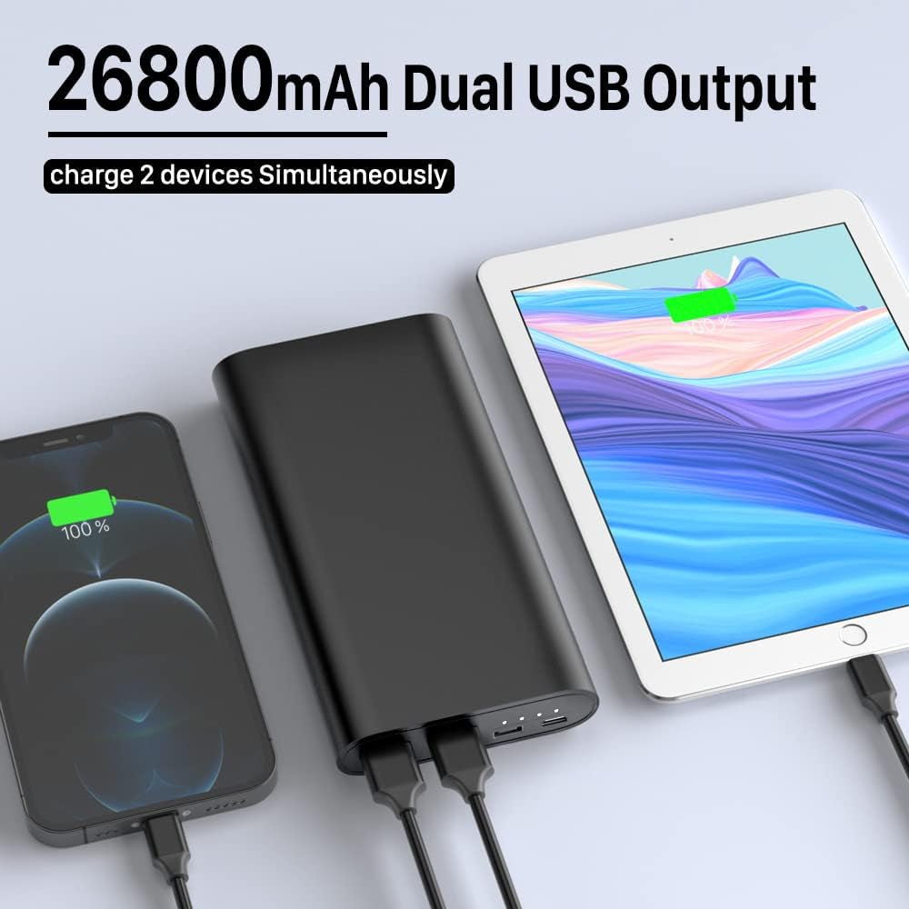 26800mAh Ultra-Fast Portable Power Bank - Dual USB & USB-C Charger for iPhone, Samsung Galaxy, Google Pixel & More!