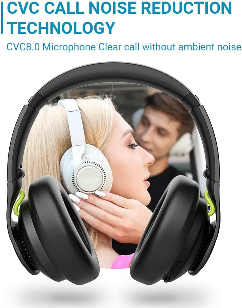 Trip Active Noise Cancelling Headphones with Independent Noise Reduction Chip, Bluetooth Wireless Headphones Built-In Mic and Ex Audio Cable, 40H Battery, Hands-Free Calls, Hifi Sound Quality