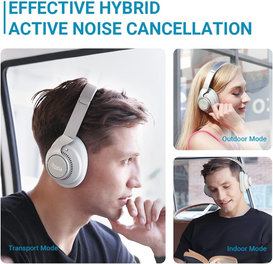 Trip Active Noise Cancelling Headphones with Independent Noise Reduction Chip, Bluetooth Wireless Headphones Built-In Mic and Ex Audio Cable, 40H Battery, Hands-Free Calls, Hifi Sound Quality