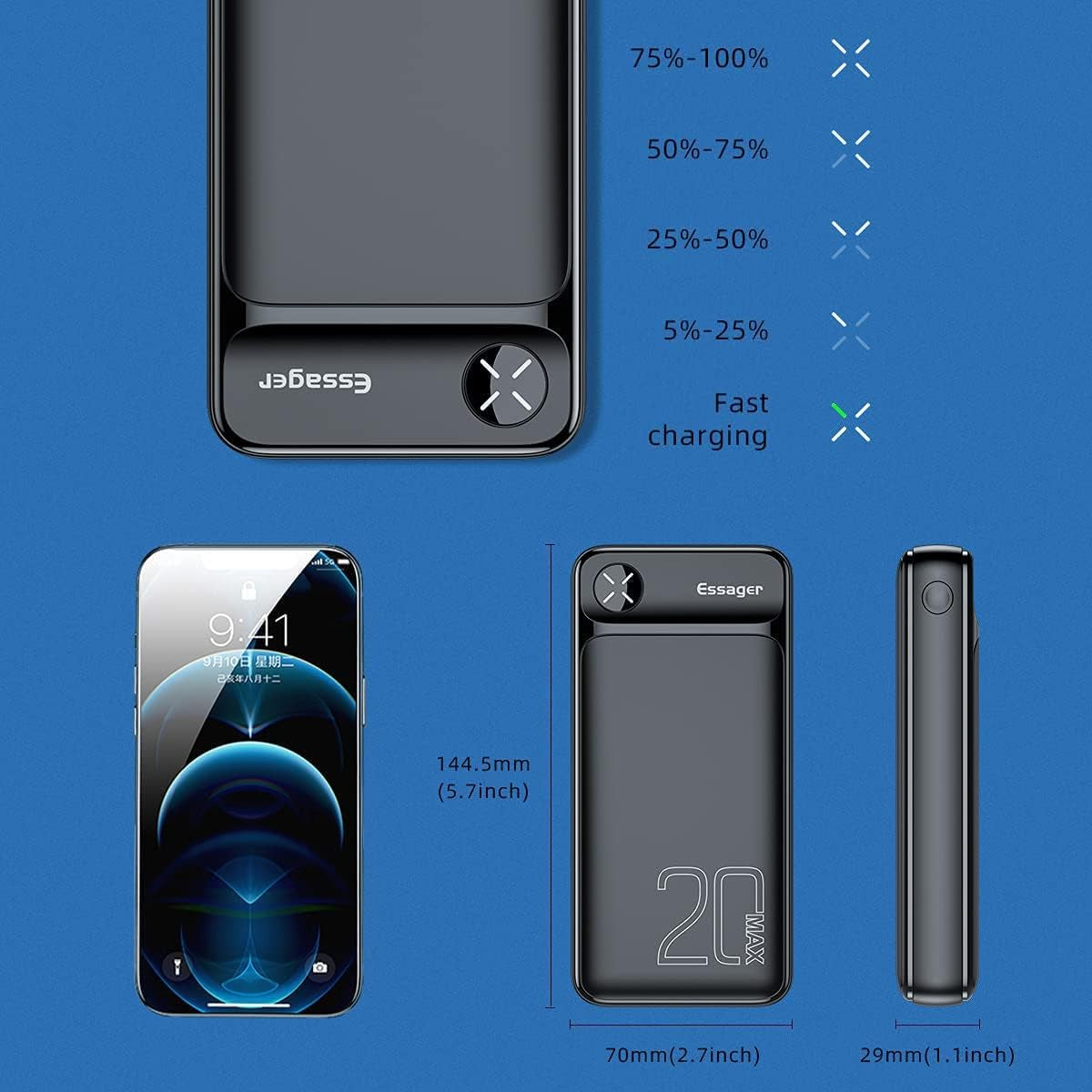 High-Capacity 20000mAh Portable Charger - Fast Charging Power Bank with USB-C PD 20W & QC 3.0 for iPhone, iPad, Samsung & More